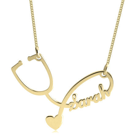 Stethoscope Necklace 24k Gold Plated