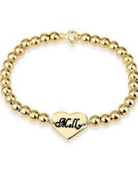 Heart Bead Bracelet 24k Gold Plated