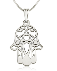 Hamsa Necklace 14k White Gold