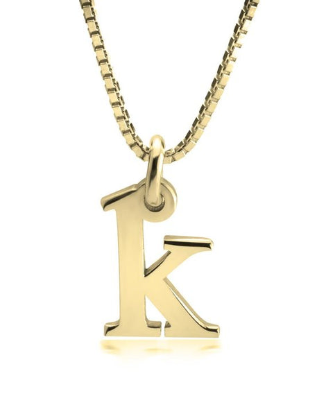 Small Initial Necklace - 14k Gold and White Gold