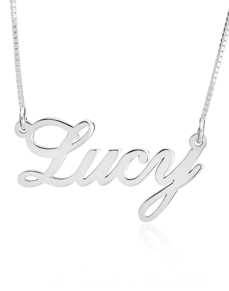 Classic Name Necklace - 14k White Gold