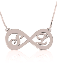 Two Letters Infinity Necklace Rose Gold Plated