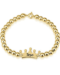 Crown Bead Bracelet 24k Gold Plated