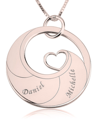 Mother's Heart Necklace with Engraved Names - Rose Gold Plated