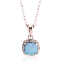 Square Opal Necklace Rose Gold Plated