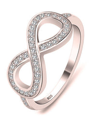 Cubic Zirconia Infinity Ring Rose Gold Plated