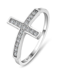 Sideways Cross Ring Sterling Silver