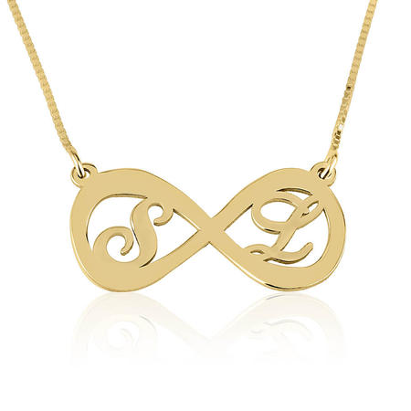 Two Letters Infinity Necklace 14k Gold