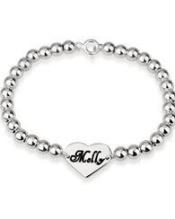 Heart Bead Bracelet Sterling Silver