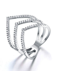 Cubic Zirconia Chevron Ring Sterling Silver