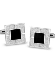 Square Silver & Black Cufflinks