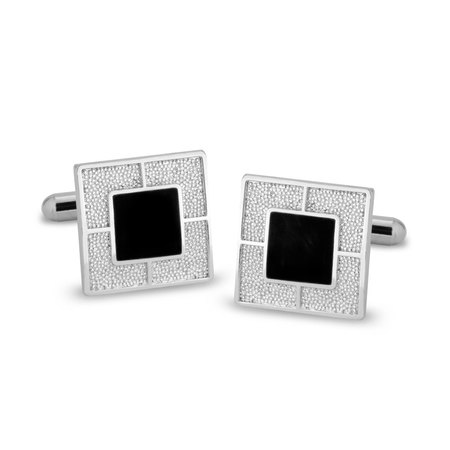 Square Silver & Black Cufflinks