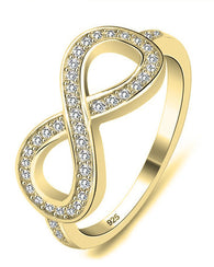 Cubic Zirconia Infinity Ring 24k Gold Plated