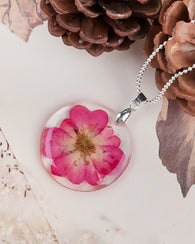 Dried Flower Pendant - Sterling Silver Chain