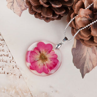 Dried Flower Pendant - Sterling Silver Chain