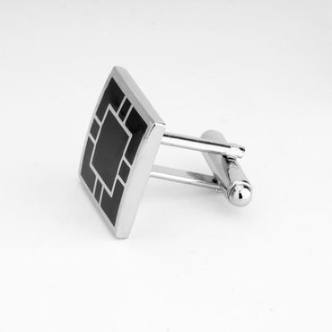 Square Black and Silver Cufflinks