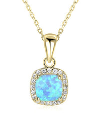 Square Opal Necklace 24k Gold Plated