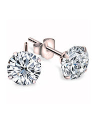 Cubic Zirconia Stud Earrings - Rose Gold Plated