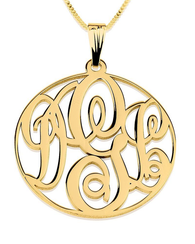 Circle Monogram Necklace 24k Gold Plated