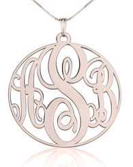 Circle Monogram Necklace Rose Gold Plated