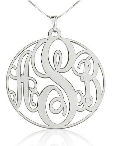 Circle Monogram Necklace Sterling Silver