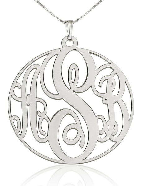 Circle Monogram Necklace Sterling Silver