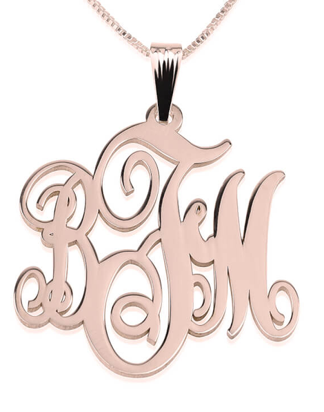 Classic Monogram Necklace Rose Gold Plated