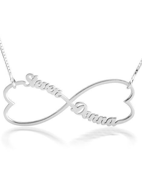 Double Heart Infinity Necklace - Sterling Silver