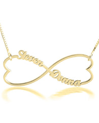 Double Heart Infinity Necklace - 24k Gold Plated
