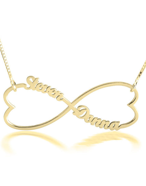 Double Heart Infinity Necklace - 24k Gold Plated