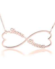 Double Heart Infinity Necklace - Rose Gold Plated