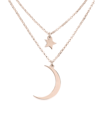 Crescent Moon and Star Necklace Rose Gold Plated