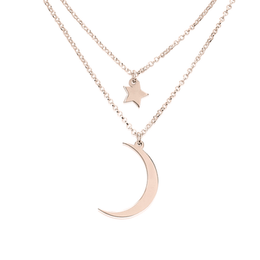 Crescent Moon and Star Necklace Rose Gold Plated