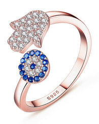 Hamsa - Evil Eye Ring - Rose Gold Plated