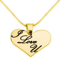 I Love You Heart Necklace - 24k Gold Plating
