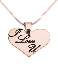I Love You Heart Necklace - Rose Gold Plating