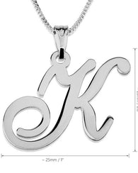 Initial Pendant Necklace 14k White Gold