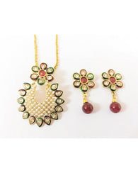 Kundan Pendant Set - KP008 - Indian Fashion Jewellery Online