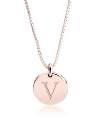 Letter Pendant Necklace Rose Gold Plated