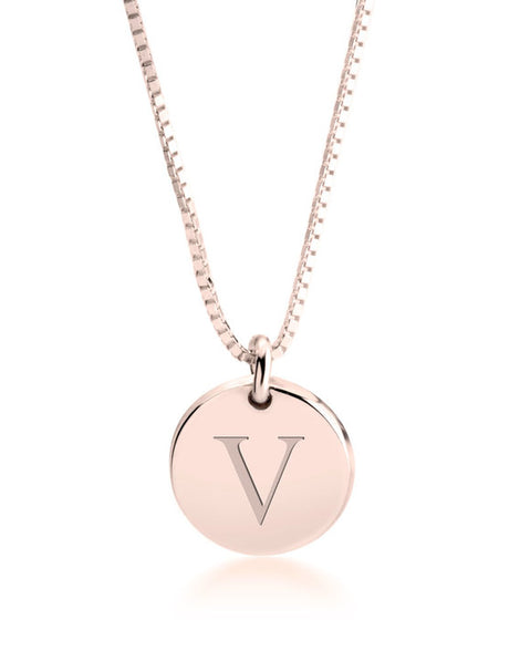 Letter Pendant Necklace Rose Gold Plated
