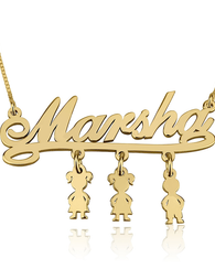 Mother Necklace with Kids 24k Gold Plated