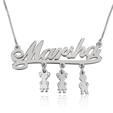 Mother Necklace with Kids - Sterling Silver
