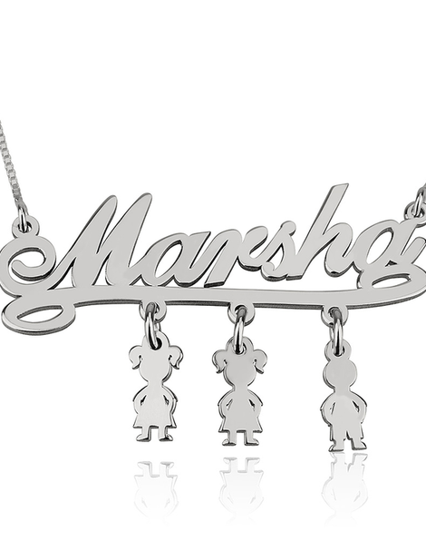 Mother Necklace with Kids - Sterling Silver