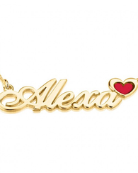 Name Necklace with Coloured Symbols 24k Gold Plated