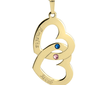 Personalised Double Heart Necklace - 24k Gold Plated