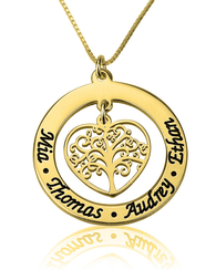 Personalised Family Tree Necklace - 24k Gold Plated
