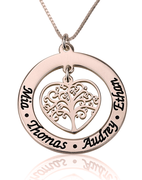 Personalised Family Tree Necklace Rose Gold