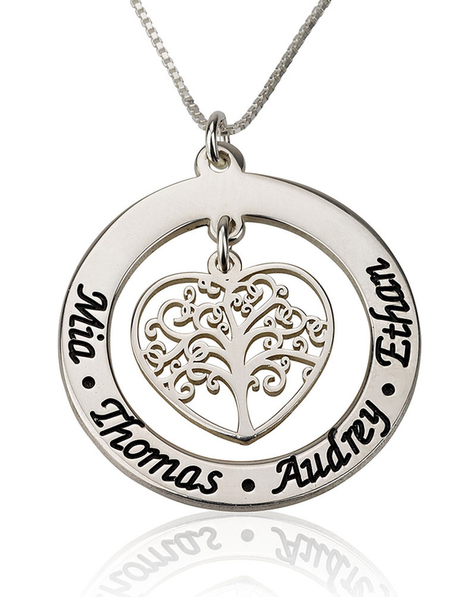 Personalised Family Tree Necklace Sterling Silver Fashion