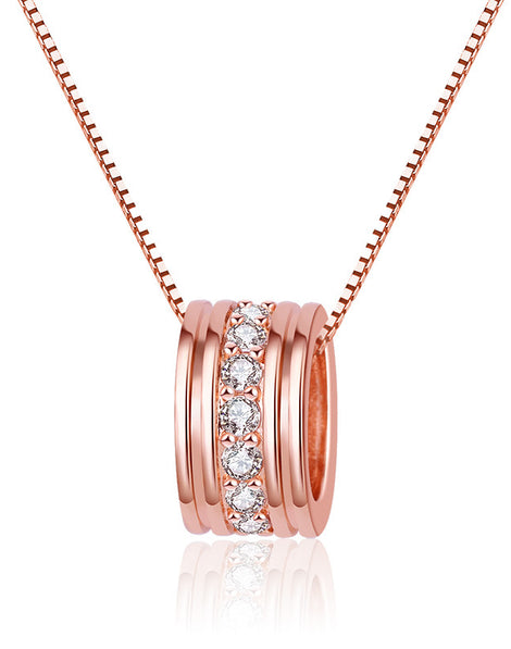 Round Single Row Pendant Clavicle Chain Rose Gold
