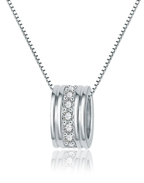 Round Single Row Pendant Clavicle Chain Silver